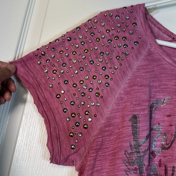 Harley Davidson Motors Studded Pink Shirt Size XL EUC #2649 - Picture 2 of 5